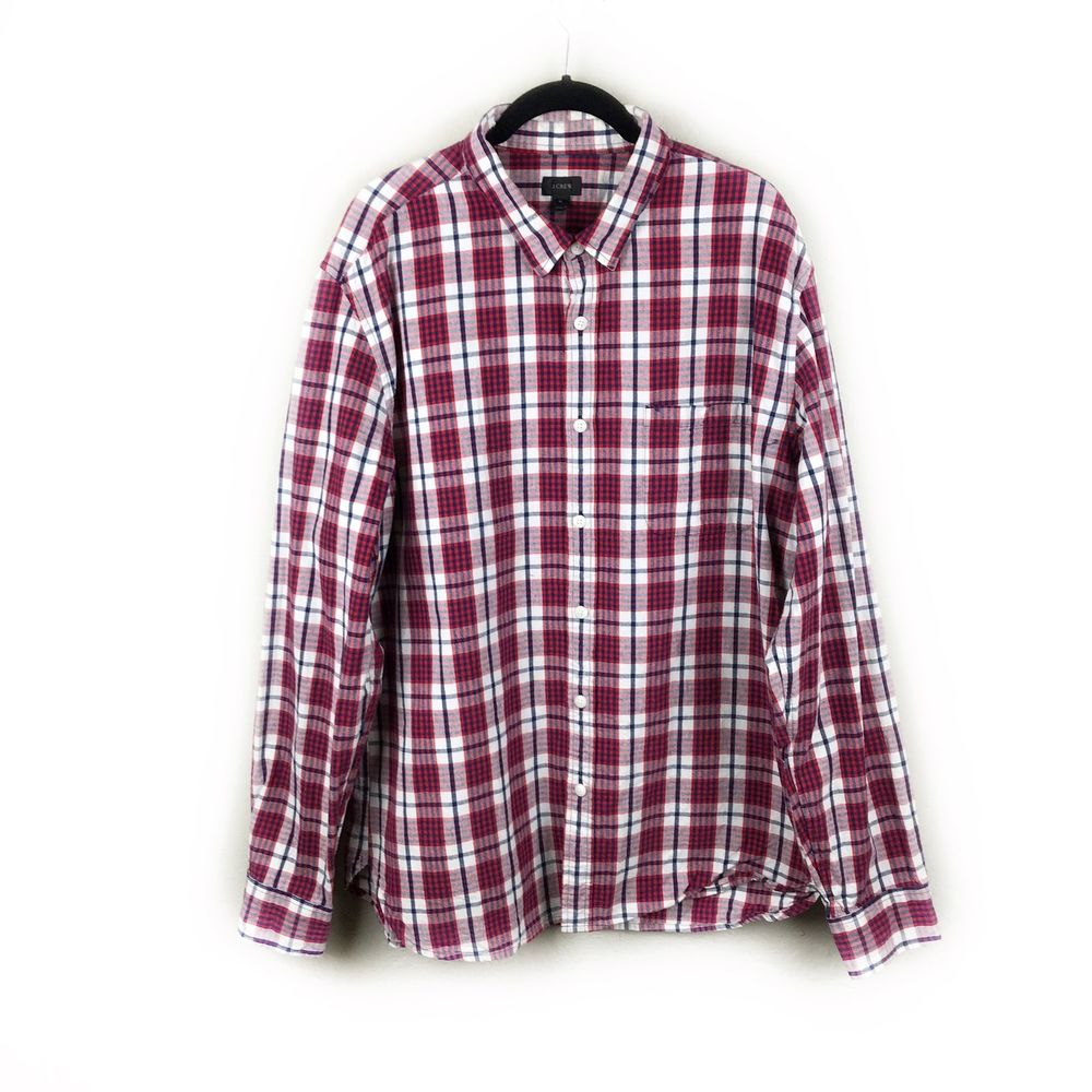 J. Crew Red Plaid Long Sleeve Button Up Shirt